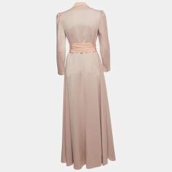 Pre Owned Diane Von Furstenberg Blush Pink Silk Belted Wrap Dress S