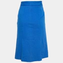 Pre Owned Diane Von Furstenberg Blue Cotton Knit Courgarette Skirt L