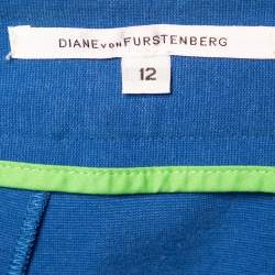 Pre Owned Diane Von Furstenberg Blue Cotton Knit Courgarette Skirt L