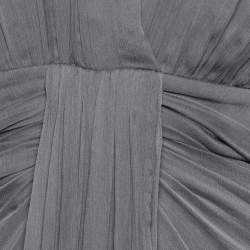 Pre Owned Diane Von Furstenberg Charcoal Grey Silk Chiffon Tull Midi Dress L