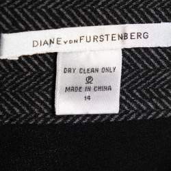 Diane Von Furstenberg Grey Patterned Wool Blend Martey Midi Skirt XL