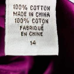 Pre Owned Diane Von Furstenberg Magenta Cotton Pintuck Tie Detail Faustine Dress XL