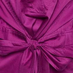 Pre Owned Diane Von Furstenberg Magenta Cotton Pintuck Tie Detail Faustine Dress XL