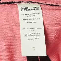Diane Von Furstenberg Black/Pink Lips Patterned Knit Pencil Skirt XS