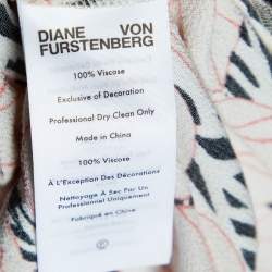 Pre Owned Diane Von Furstenberg Light Orange Print Crepe Wrap Mini Dress XS
