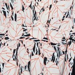 Pre Owned Diane Von Furstenberg Light Orange Print Crepe Wrap Mini Dress XS