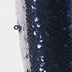 Pre Owned Diane Von Furstenberg Blue Sequined Midi Dress S