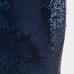 Pre Owned Diane Von Furstenberg Blue Sequined Midi Dress S
