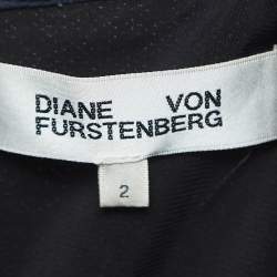 Pre Owned Diane Von Furstenberg Blue Sequined Midi Dress S