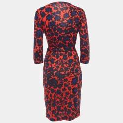 Pre Owned Diane Von Furstenberg Multicolor Jersey Wrap Dress M