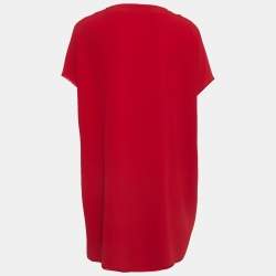 Pre Owned Diane Von Furstenberg Red Crepe V-Neck Mini Dress S