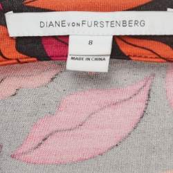 Pre Owned Diane Von Furstenberg Multicolor Jersey Wrap Dress M