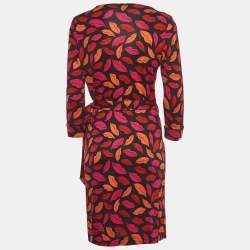 Pre Owned Diane Von Furstenberg Multicolor Jersey Wrap Dress M