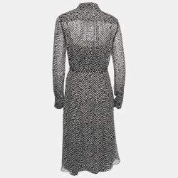 Pre Owned Diane Von Furstenberg Brown Printed Georgette Midi Dress M