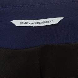 Pre Owned Diane Von Furstenberg Navy Blue Knit Single Breasted Reiko Blazer M