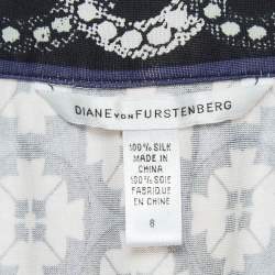 Diane Von Furstenberg Pink/Blue Printed Silk Wrap Midi Dress
