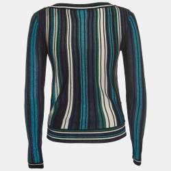 Pre Owned Diane Von Furstenberg Multicolor Striped Knit Long Sleeve Top S