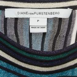 Pre Owned Diane Von Furstenberg Multicolor Striped Knit Long Sleeve Top S