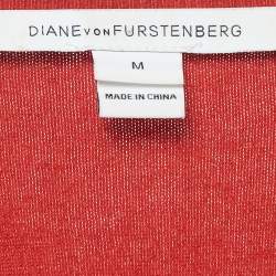 Pre Owned Diane Von Furstenberg Red Silk Blend Knit Ballerina Wrap Sweater M