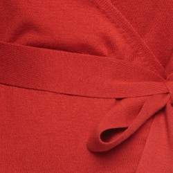 Pre Owned Diane Von Furstenberg Red Silk Blend Knit Ballerina Wrap Sweater M