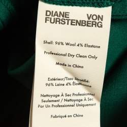 Pre Owned Diane Von Furstenberg Green Wool Straight Leg Trousers M