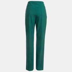 Pre Owned Diane Von Furstenberg Green Wool Straight Leg Trousers M
