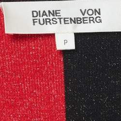 Pre Owned Diane Von Furstenberg Multicolor Stripe Wool Blend Shimmer Detail Wrap Dress XS