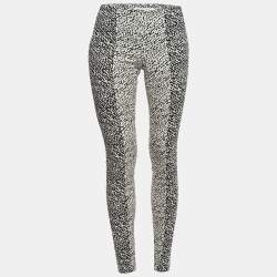 Diane Von Furstenberg Black/White Abstract Print Cotton Blend Skinny Pants S