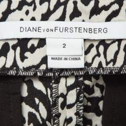 Diane Von Furstenberg Black/White Abstract Print Cotton Blend Skinny Pants S