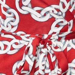 Diane Von Furstenberg Red Chain Print Silk New Jeanne Two Wrap Dress S