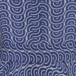 Pre Owned Diane Von Furstenberg Blue Printed Silk Belted Mid Dress S