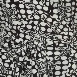 Diane Von Furstenberg Black/White Geometric Print Jersey Midi Wrap Dress L