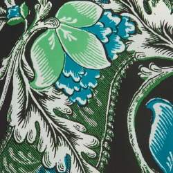 Pre Owned Diane von Furstenberg Green/Black Floral Printed Crepe Silvie Blouse S