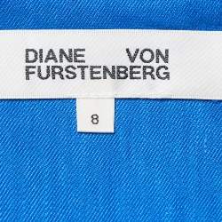 Pre Owned Diane Von Furstenberg Blue Linen Blend Sleeveless V-Neck Jumpsuit M