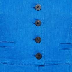 Pre Owned Diane Von Furstenberg Blue Linen Blend Sleeveless V-Neck Jumpsuit M