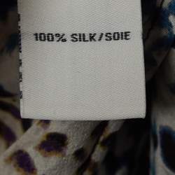 Pre Owned Diane Von Furstenberg Multicolor Snakeskin Print Silk V-Neck Blouse M