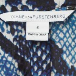 Pre Owned Diane Von Furstenberg Multicolor Snakeskin Print Silk V-Neck Blouse M