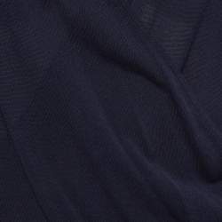 Pre Owned Diane Von Furstenberg Navy Blue Knit Wrap Style Top XS