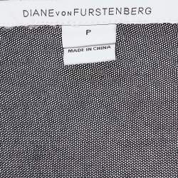 Pre Owned Diane Von Furstenberg Navy Blue Knit Wrap Style Top XS