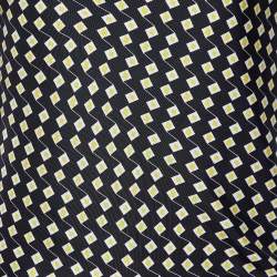 Pre Owned Diane Von Furstenberg Black Printed & Embellished Silk Sleeveless Dress M