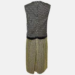 Pre Owned Diane Von Furstenberg Black Printed & Embellished Silk Sleeveless Dress M