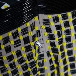 Pre Owned Diane Von Furstenberg Black Printed & Embellished Silk Sleeveless Dress M