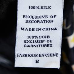 Pre Owned Diane Von Furstenberg Black Printed & Embellished Silk Sleeveless Dress M