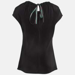 Pre Owned Diane Von Furstenberg Black Silk Tie-Up Detail Top S