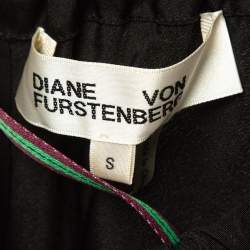 Pre Owned Diane Von Furstenberg Black Silk Tie-Up Detail Top S