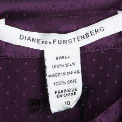 Pre Owned Diane Von Furstenberg Purple Silk Ruffle Detail Lindella Top L