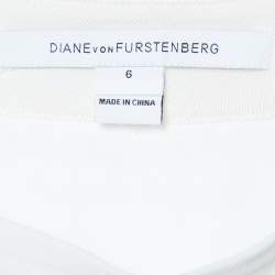 Pre Owned Diane Von Furstenberg White Lace Knee-Length Skirt M