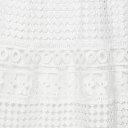 Pre Owned Diane Von Furstenberg White Lace Knee-Length Skirt M