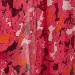 Pre Owned Diane Von Furstenberg Pink Eden Garden Print Jersey and Silk Davina Maxi Dress S