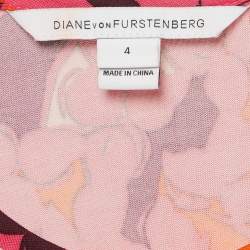 Pre Owned Diane Von Furstenberg Pink Eden Garden Print Jersey and Silk Davina Maxi Dress S